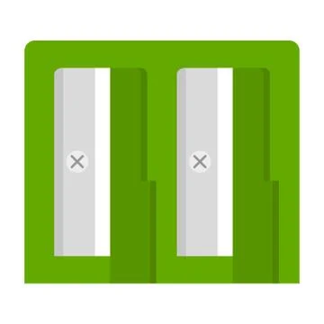 Green pencil sharpener isolated on white background. Cartoon style. Vector il Stock Illustration