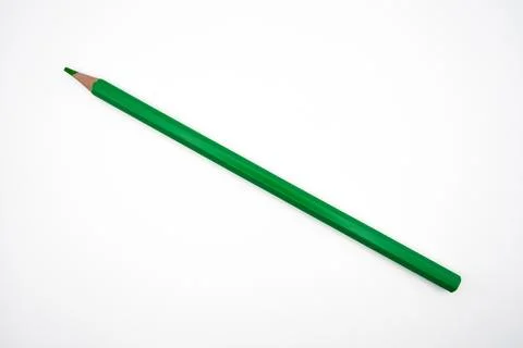 Green Pencil on White Background Stock Photos