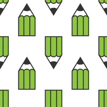 Green pencils seamless pattern Stock Illustration