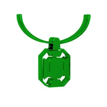 Green Pendant on necklace icon isolated on transparent background. Stock Illustration