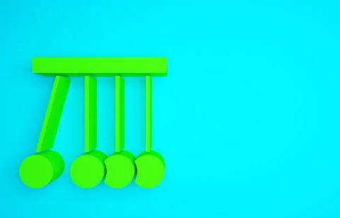 Green Pendulum icon isolated on blue background. Newtons cradle. Minimalism c 스톡 일러스트