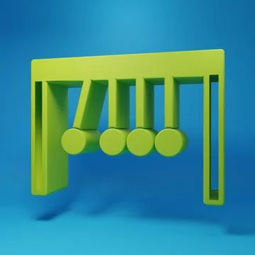 Green Pendulum icon isolated on blue background. Newtons cradle. Minimalism.. Stock Illustration