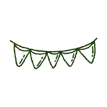 Green pennant banner on string Illustrazione stock
