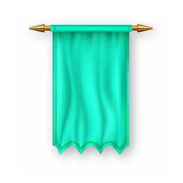 Green Pennat Flag Vector. Empty Template. Banner Pennon. Sign Blank. Heraldic 3D Stock Illustration