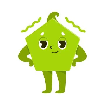 Green pentagon math shape cartoon character イラスト素材