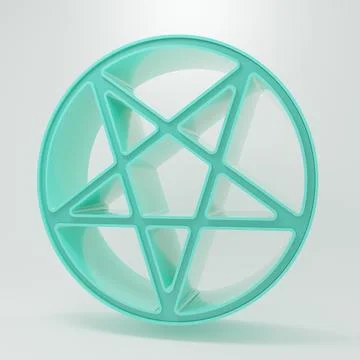Green Pentagram in a circle icon isolated on grey background. Magic occult .. Stock Illustration