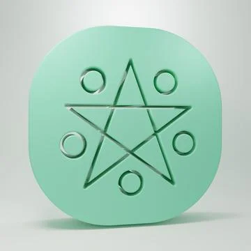 Green Pentagram in a circle icon isolated on grey background. Magic occult .. Stock Illustration