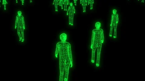 Green people matrix Communication network digital human body Data concept Binary Stock Footage 163710580