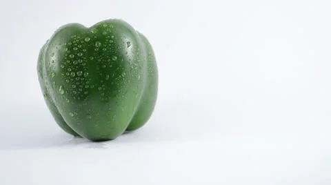 Green Pepper Against White - Crane Up Stock Footage 22648565