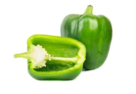 Green pepper with half Stock Photos
