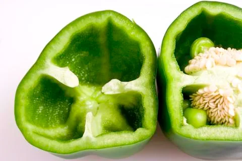 Green pepper halves Stock Photos