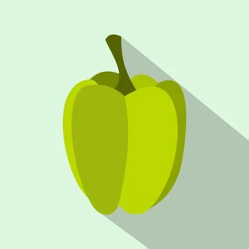Green pepper icon in flat style Stock Illustration