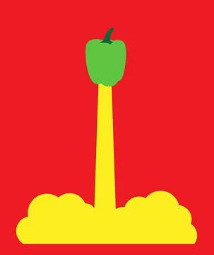 Green pepper launching, vector illustration Stock Illustration