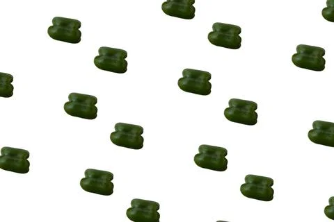 Green pepper pattern on a white background. View from above. Food backgroun.. Stock Photos