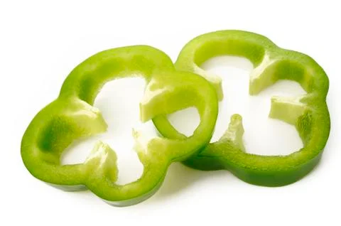 Green pepper slice  on  white Stock Photos