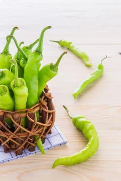 Green pepper in a small pot. Stock Photos