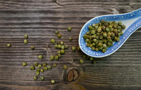 Green pepper spoon Stock Photos