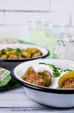 Green pepper stuffed Stock Photos