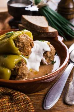 Green pepper stuffed Stock Photos