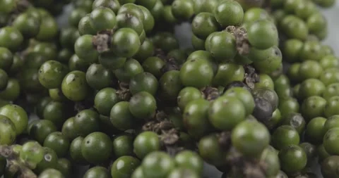 Green peppercorns closeup rotating selective focus Stock Footage 164772683