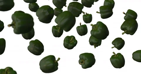 Green peppers falling Stock Footage 82181708