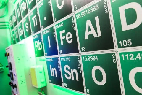 Green periodical table Stock Photos