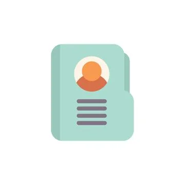 Green personal profile folder icon showing data about person 库存插图
