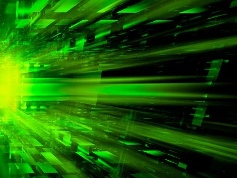 Green perspective background with light effects - 3d illustration Stock Illustration