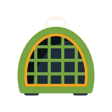 Green pet carrier with handle for carrying small animals Illustration