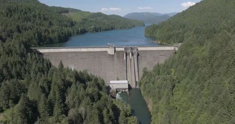 Green Peter Dam on the Middle Santiam River Oregon Drone Aerial View Stock Footage 221103318