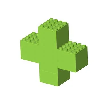 Green pharmacy sign made by realistic plastik constructor parts isolated on Stock Illustration