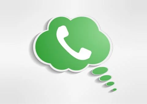 Green phone handset in speech bubble icon Stock Illustration