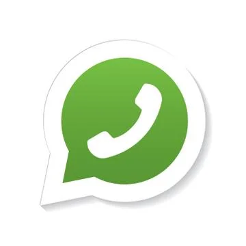 Green phone handset in speech bubble icon with fading shadow, isolated on whi Illustrazione stock