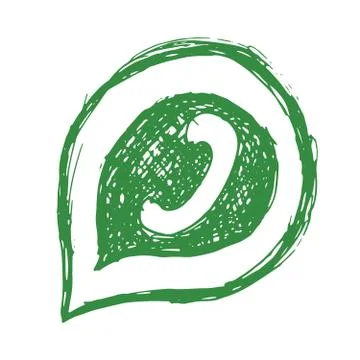Green phone handset in speech bubble hand drawn icon, vector illustration iso Illustrazione stock