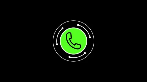 Green Phone Icon with Circuitry Elements in a animated White Circle on Blac.. Stock Footage 337363238
