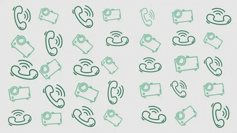 Green phone icons float on a transparent grid Stock Footage 337532407