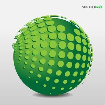Green phosphorescent ball with floating points Stock Illustration