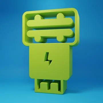 Green Photo camera flash icon isolated on blue background. Minimalism conce.. Stockillustratie
