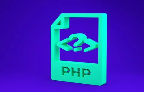 Green PHP file document. Download php button icon isolated on blue background Stock Illustration