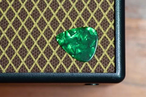 Green pick on speaker Stock Photos