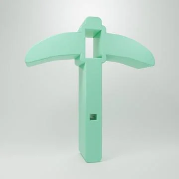 Green Pickaxe icon isolated on grey background. Minimalism concept. 3D rend.. Stock Illustration