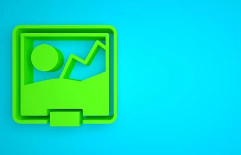 Green Picture icon isolated on blue background. Minimalism concept. 3D render Illustrazione stock