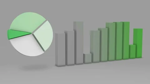 Green Pie Chart Bar Statistic 3D Loop - 4K Ultra HD UHD Stock Footage 43444161