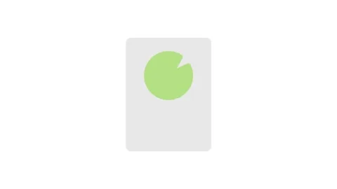 Green pie chart icon on a white background, representing data distribution .. Stock Footage 333462029