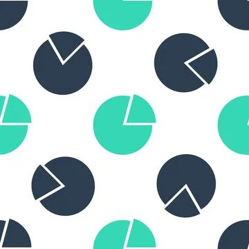Green Pie chart infographic icon isolated seamless pattern on white background Illustrazione stock