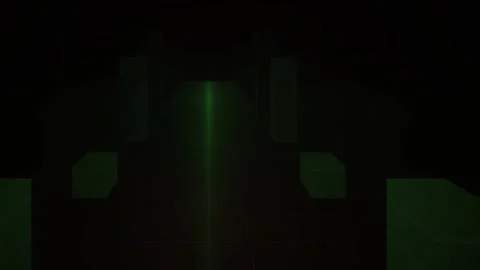 Green Pillars in Dark Virtual Corridor for Sci fi Game Background Stock Footage 343722356