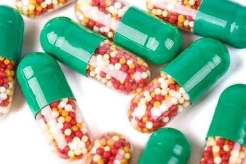 Green pills Stock Photos