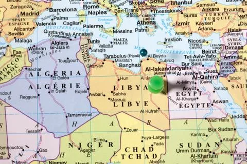 Green pin world map Stock Photos