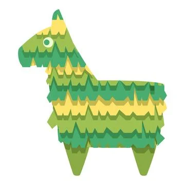 Green pinata icon cartoon vector. Mexico birthday Illustrazione stock