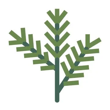 Green pine leaves flat icon Stock Illustration